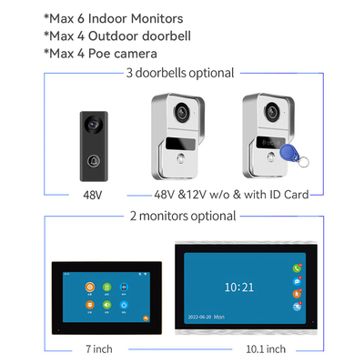 Chuông cửa video Wifi 1080p không dây 7 inch Mục nhập Camera có dây Tầm nhìn ban đêm