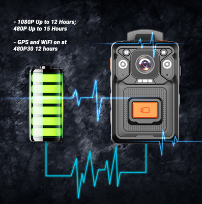 Ghi hình trực tuyến Camera giám sát đeo trên người Thời gian sạc 4 giờ với Bluetooth