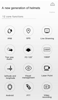 BT5.1 Máy ảnh mũ bảo vệ 5g đa chức năng thông minh hỗ trợ thị giác ban đêm và báo động