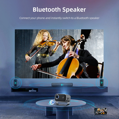 BT 5.0 Bluetooth Mini Portable Projector With Multi Angle Adjustment Keystone Correction And LED Light Source Display Chip (Mini máy chiếu di động Bluetooth 5.0 với điều chỉnh đa góc, điều chỉnh chính và chip hiển thị nguồn ánh sáng LED)