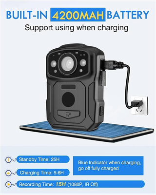 Độ phân giải 4K IP68 Wifi Camera đeo cơ thể H.264/H.265 Mã hóa video với NFC và Hệ thống Android 10