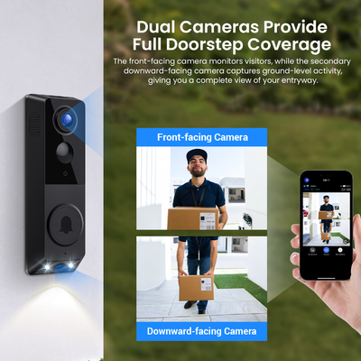 Hỗ trợ IR Night Vision Cúp cửa camera kép với giao tiếp âm thanh hai chiều và nhận dạng con người AI nhạy cảm với ánh sáng