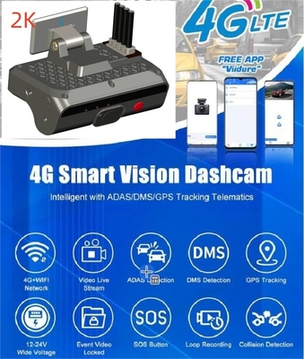 4G Dashboard Camera kép AI ADAS DMS Nhận dạng khuôn mặt tài xế với nén video H.264/H.265