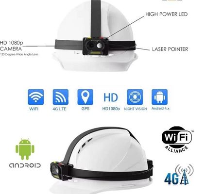 4000mAh Two Way Talk Hardhat với Cap Lamp Spotlight và GPS