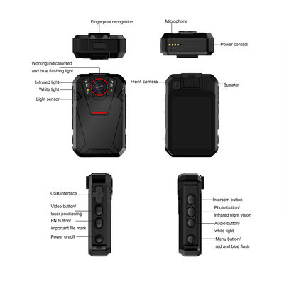 Máy ghi hình thực thi pháp luật WiFi 4G Màn hình cảm ứng 2.4 inch Hệ điều hành Android 8.1 Pin 2500 Mah SOS Đèn LED Đỏ và Xanh lam