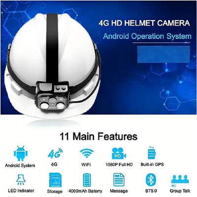Camera mũ bảo hiểm 4G công nghiệp có WiFi RTSP Giám sát phát trực tiếp Onvif