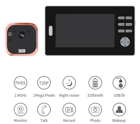 Chuông cửa video WIFI 2.4GHz Chuông cửa màn hình LCD có độ phân giải cao 7 inch
